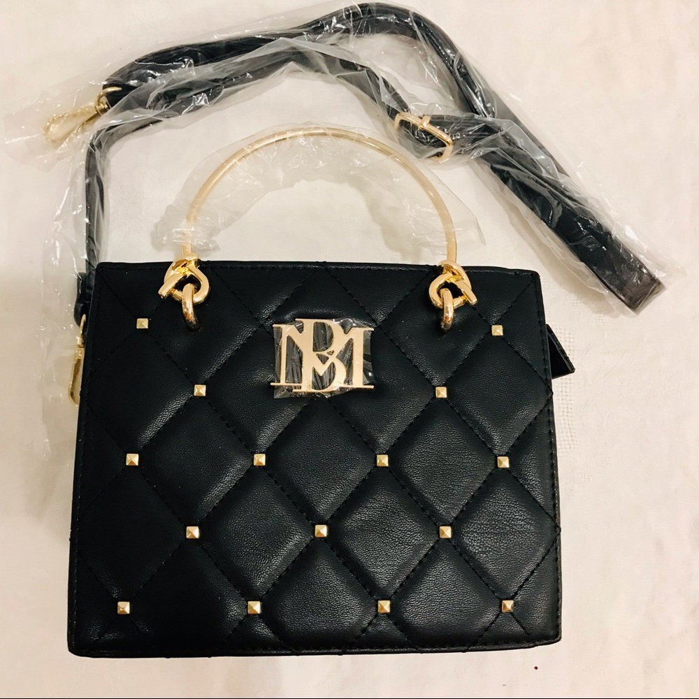 Badgley Mishka Studio black vegan leather mini quilted handle bag. NWT. - Picture 5 of 11